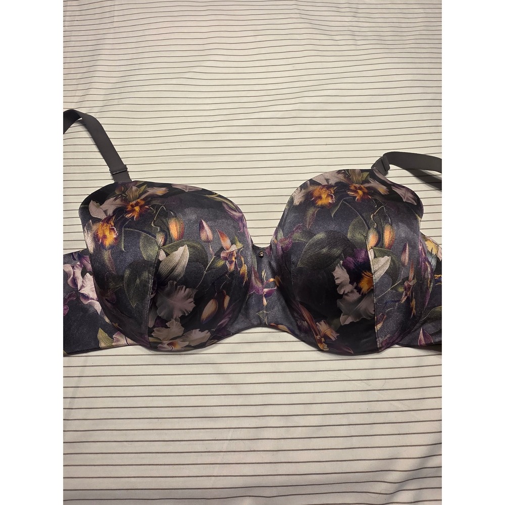 1122 Cacique Dark Floral Orchid Lightly Lined Balconette Bra 48C Underwire Supp